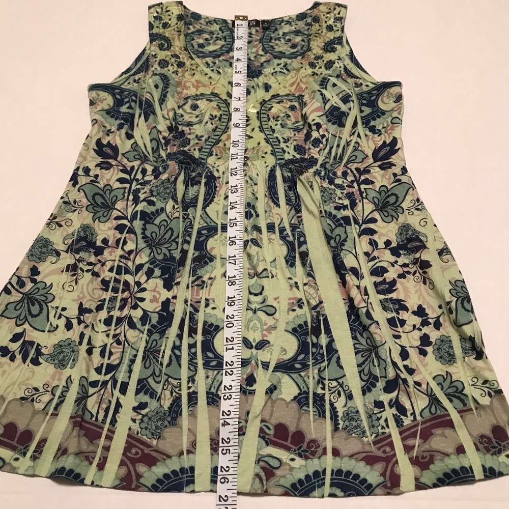 APT 9 Top Sleeveless Green Print Sz Med - Picture 4 of 8